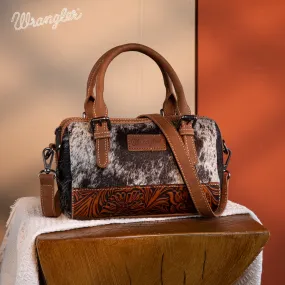 WG169-2025  Wrangler Genuine Hair-On Cowhide Barrel Bag/Crossbody - Brown