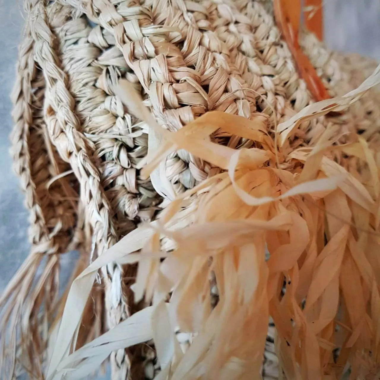 Woven Straw Grass Bag With Double Fringe In Black Or Natural Colors