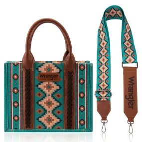 Wrangler Ladies Southwestern Print Small Canvas Tote/Crossbody - Turquoise WG2203-8120STQ